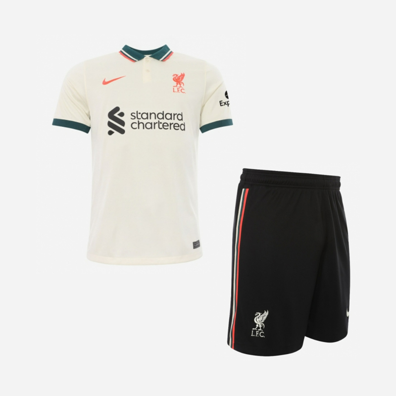 Kids 2021/22 Liverpool Away Soccer Kits Shirt With Shorts